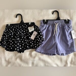 Old Navy Black Polka Dot Skort AND Lavender Shorts - Size 18-24